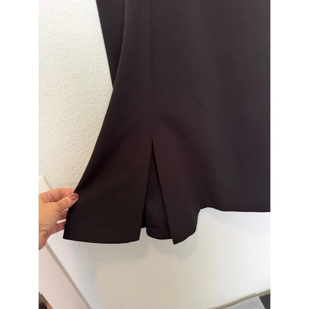 Roz & Ali Black A-Line Midi Skirt Gold Chain Detail Size Large